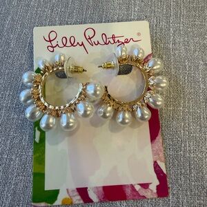 Lilly Pulitzer Gold and Pearl Embellished Earrings